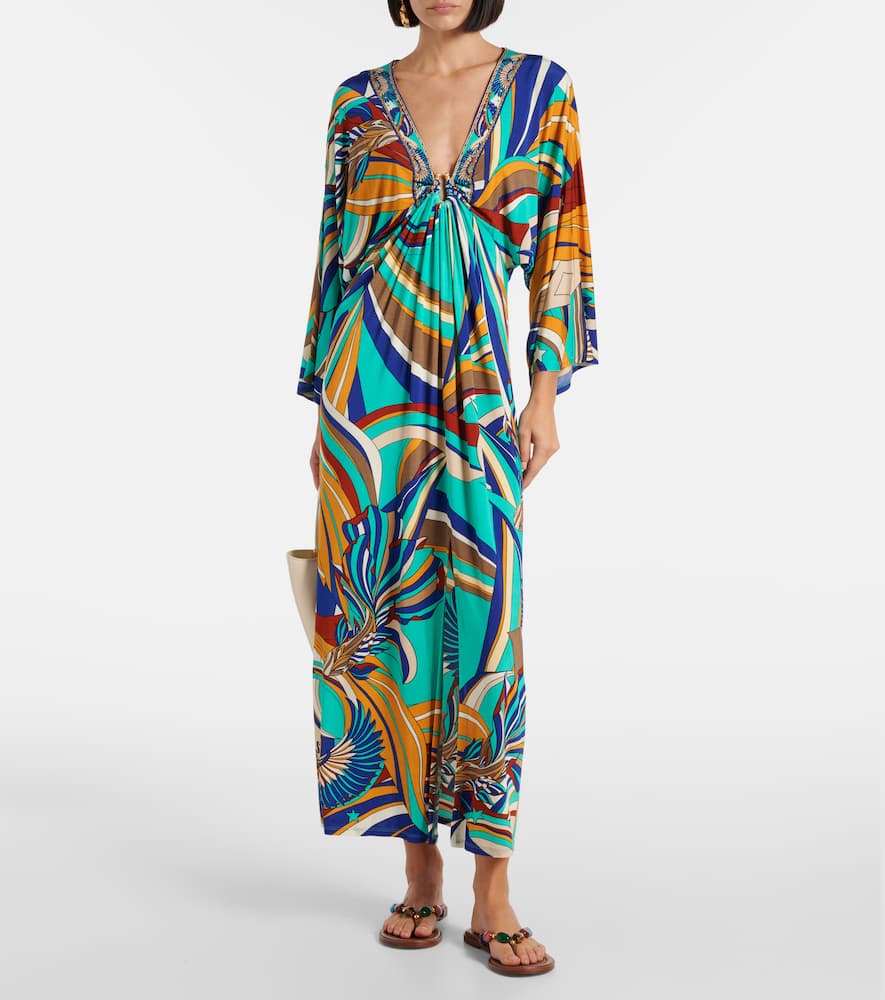 Camilla Printed silk satin palazzo pants