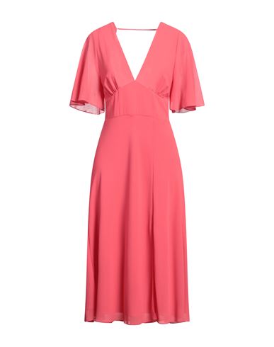 Woman Midi dress Coral Size 2 Polyester