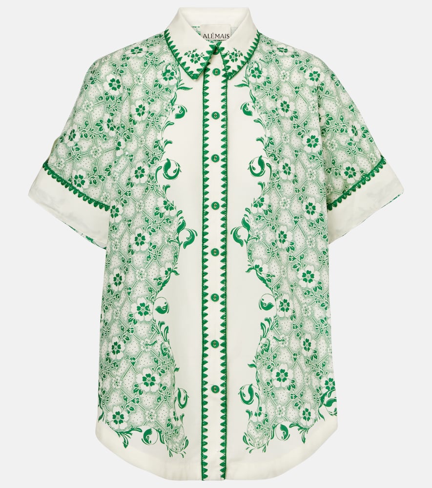 Alémais Olive printed cotton and silk shirt