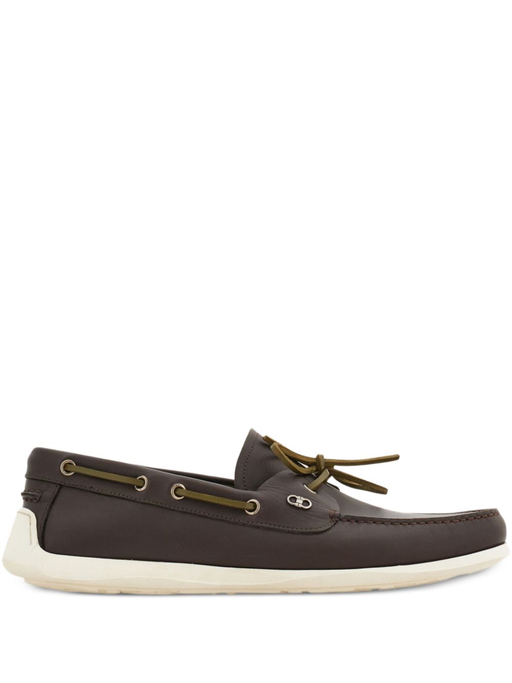 Ferragamo Boat shoe with Gancini ornament - Brown
