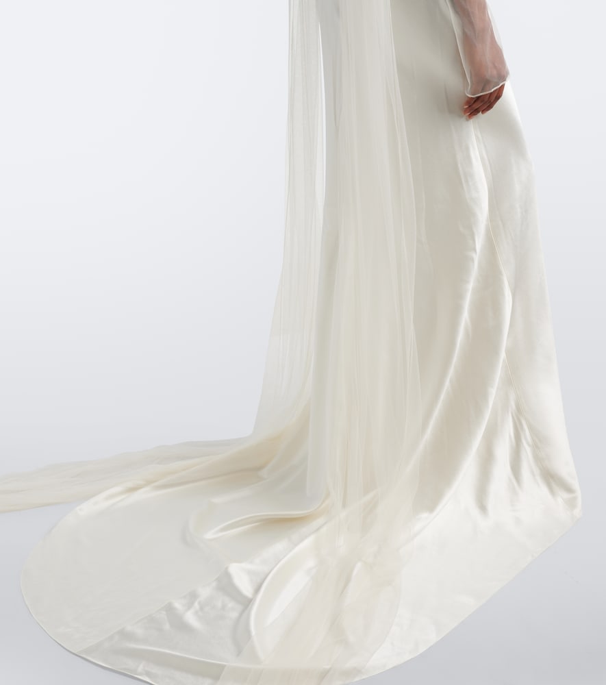 Bridal Mari caped wool and silk gown