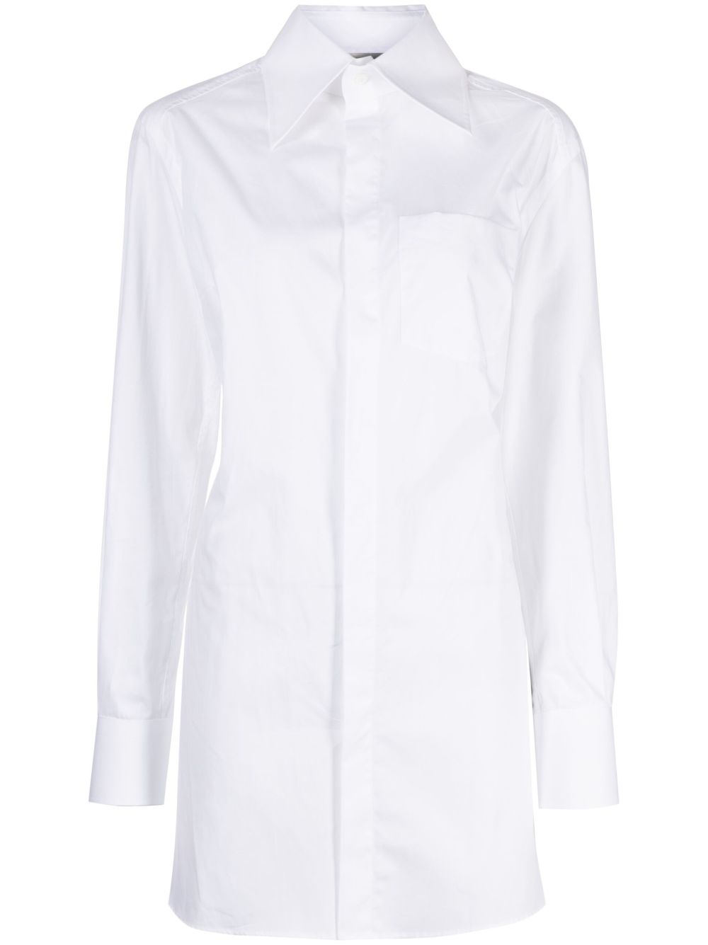 Lace-up poplin shirt - White