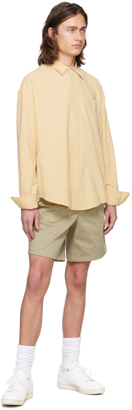 AMI Paris Khaki Elasticated Waist Shorts