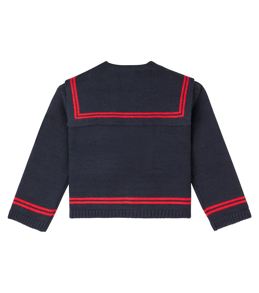 Tiny striped wool-blend cardigan