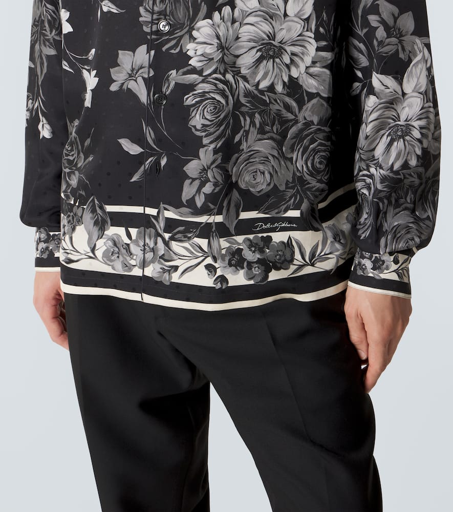 Floral polka-dot silk shirt