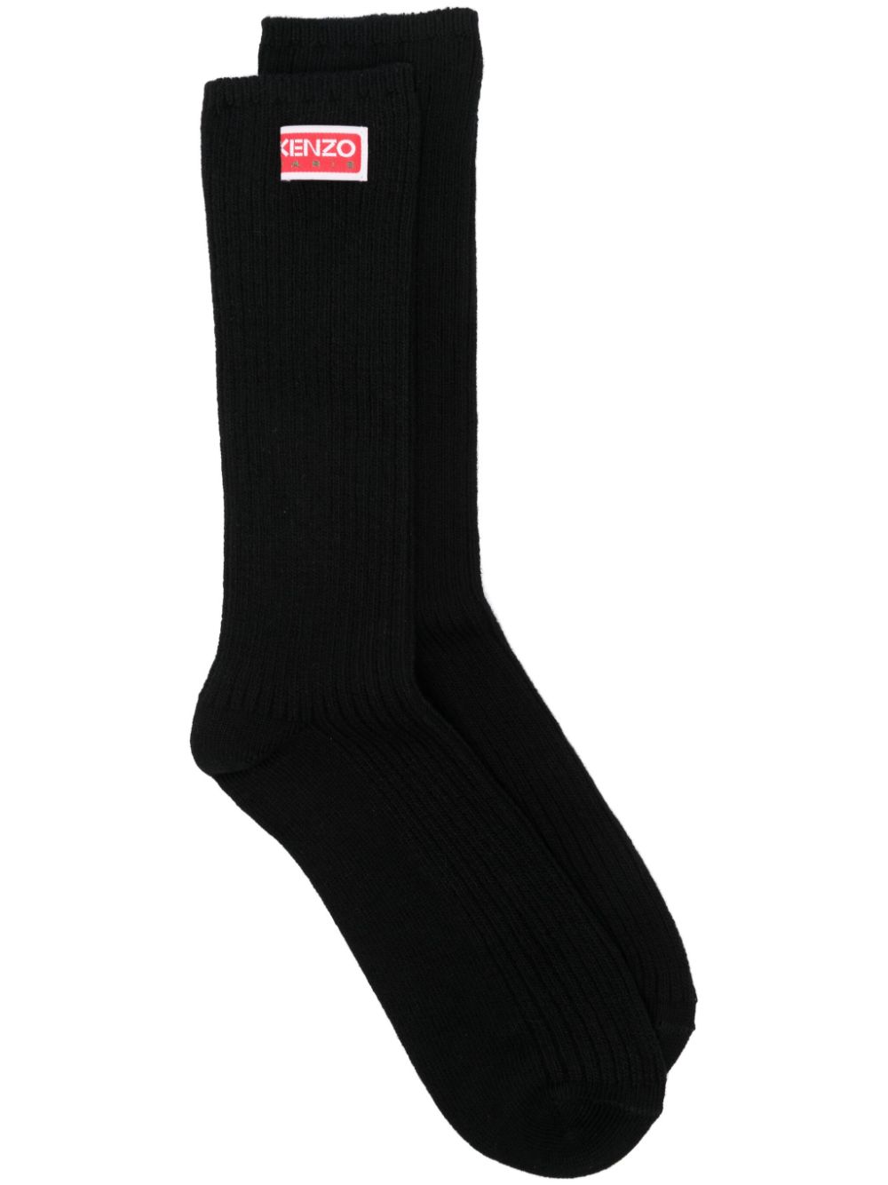 Logo-patch ribbed socks - Black