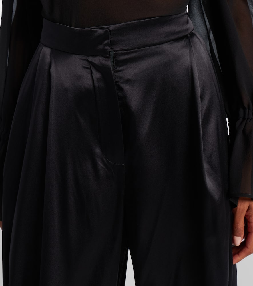 Silk-blend satin wide-leg pants