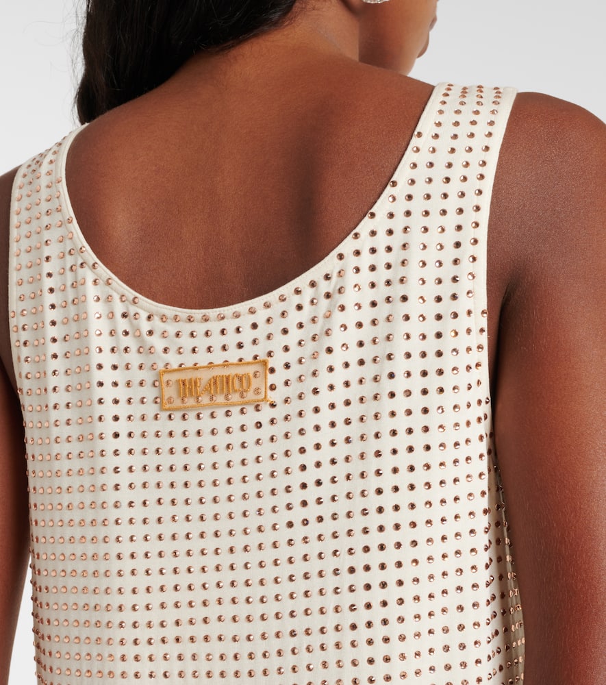 Crystal-embellished jersey minidress