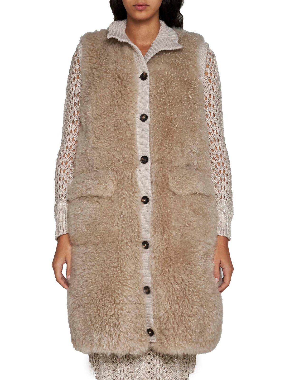 Textured sleeveless coat - Neutrals