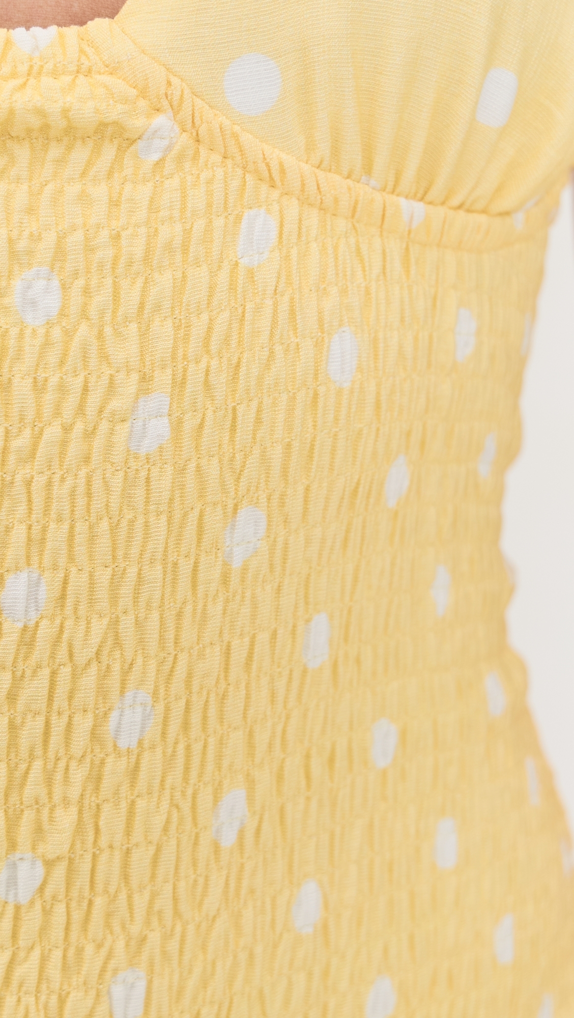 Fleur Shirred Halter Mini Dress Lemon White Polka