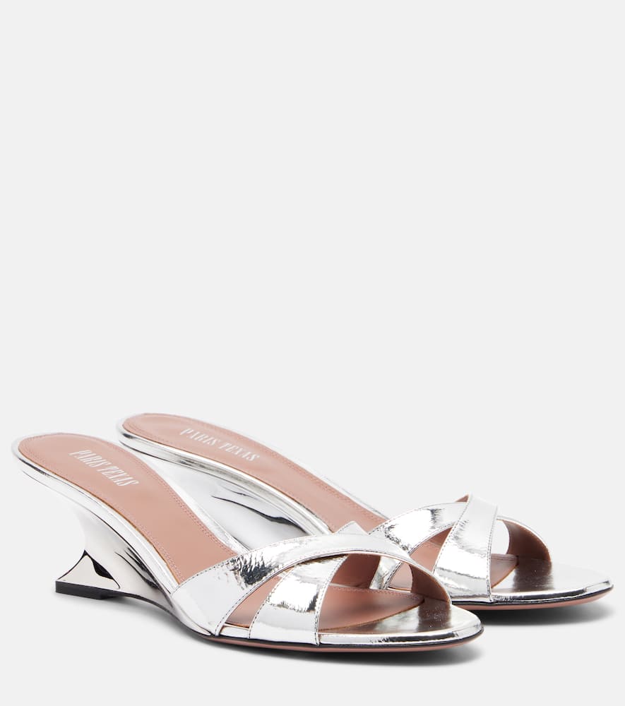 Nina 50 metallic leather wedges