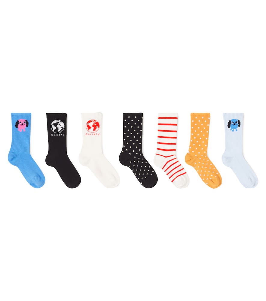 Set of 7 printed cotton-blend socks
