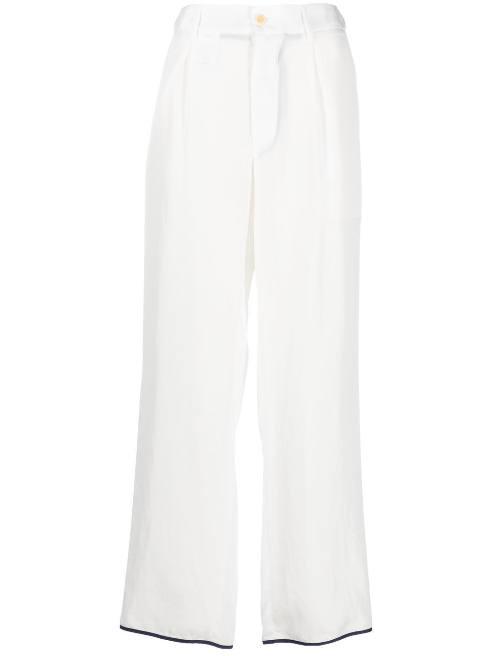 Contrasting-trim detail trousers - White