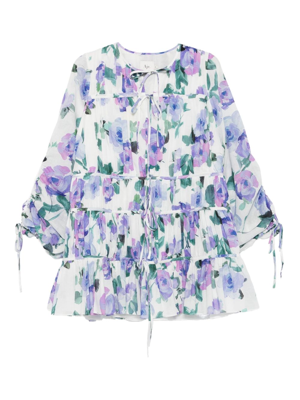 Clover-print mini dress - White
