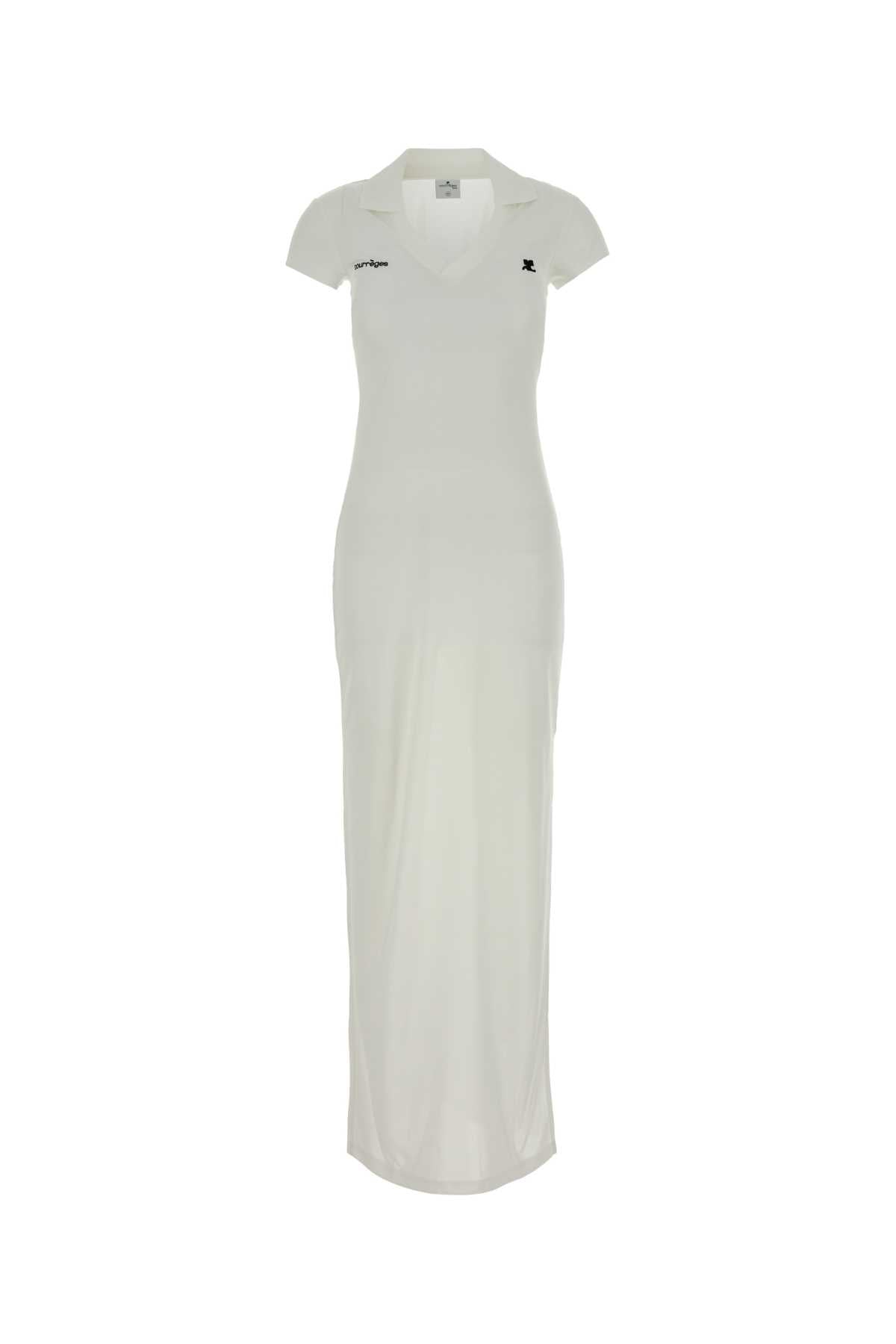Polo Collar Maxi Dress — White