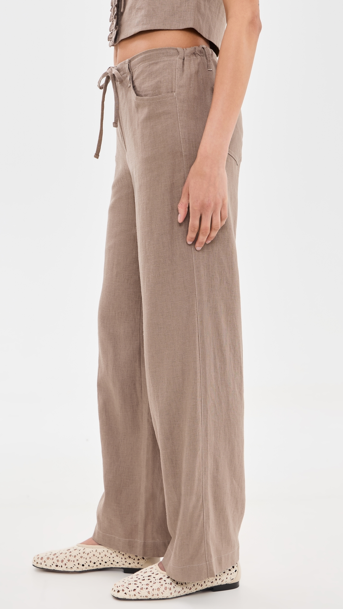 Simone Linen Drawstring Pants Driftwood