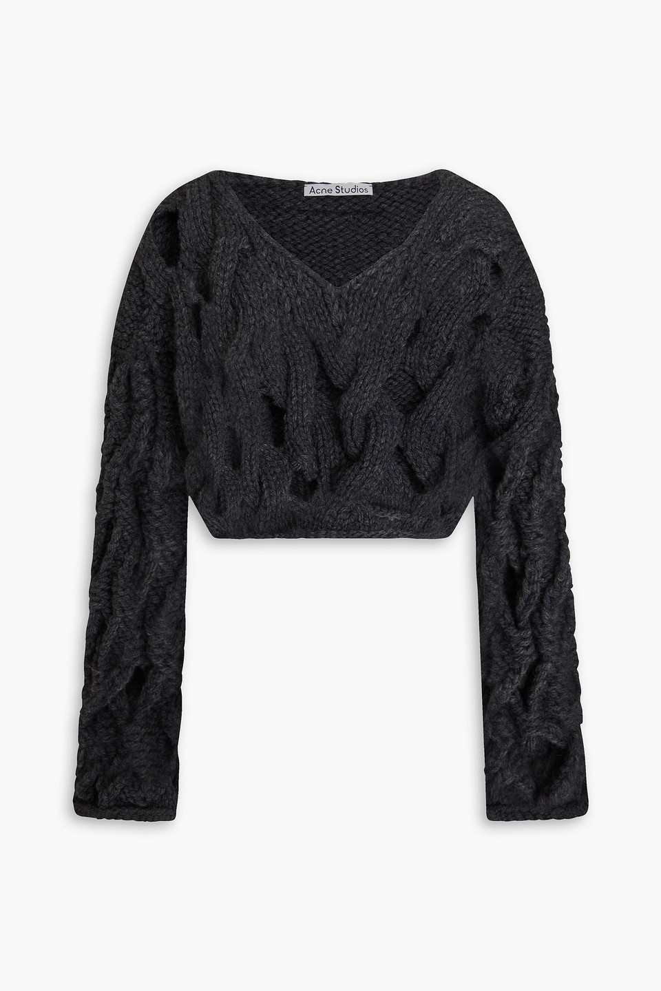 Cropped cable-knit sweater