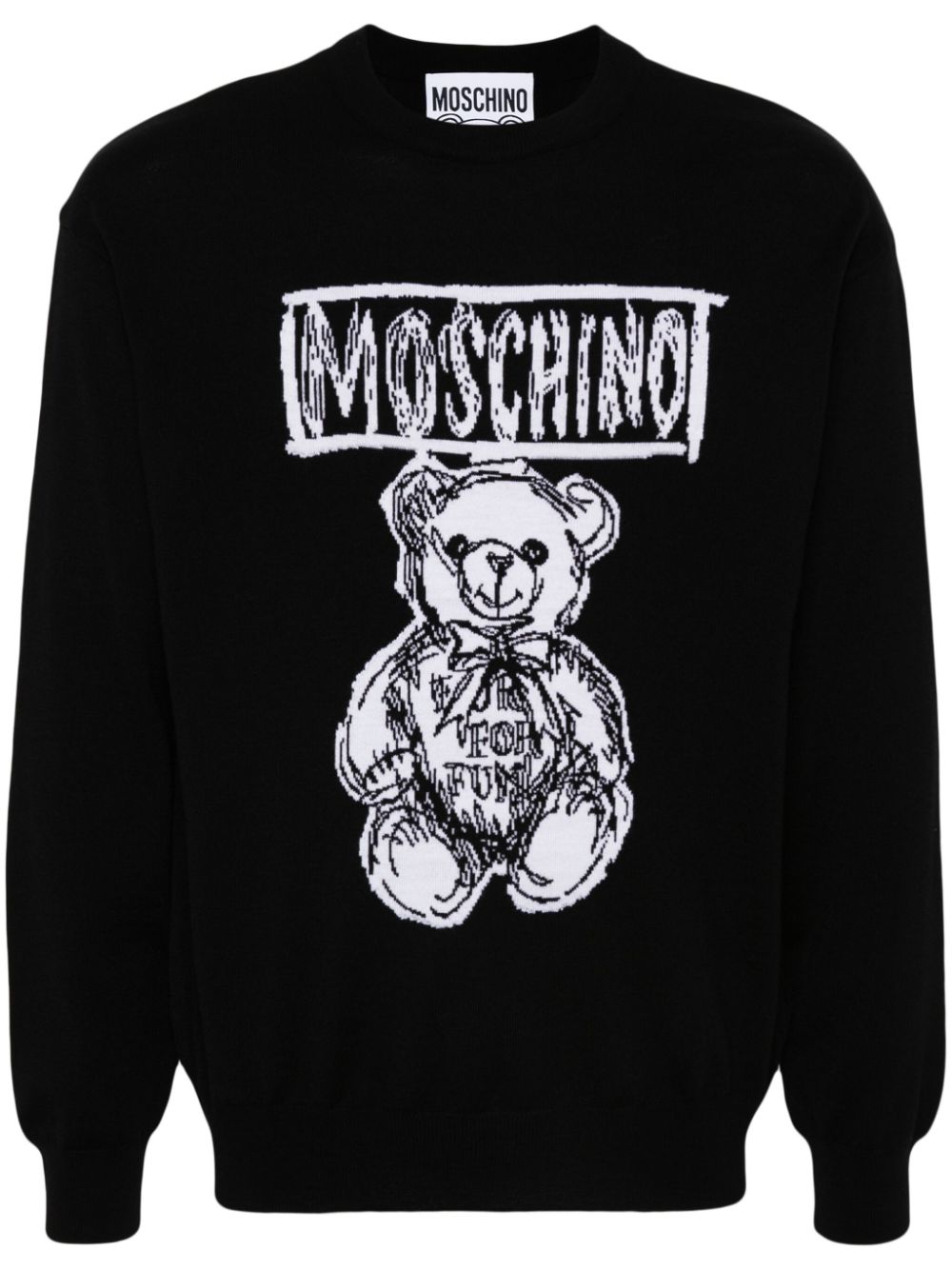 Teddy Bear-intarsia wool jumper - Black
