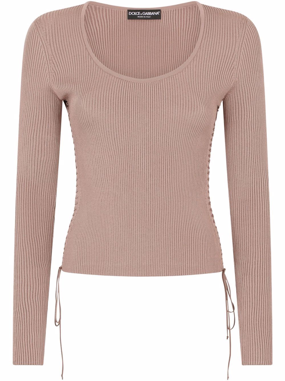 Ribbed knitted top - Brown