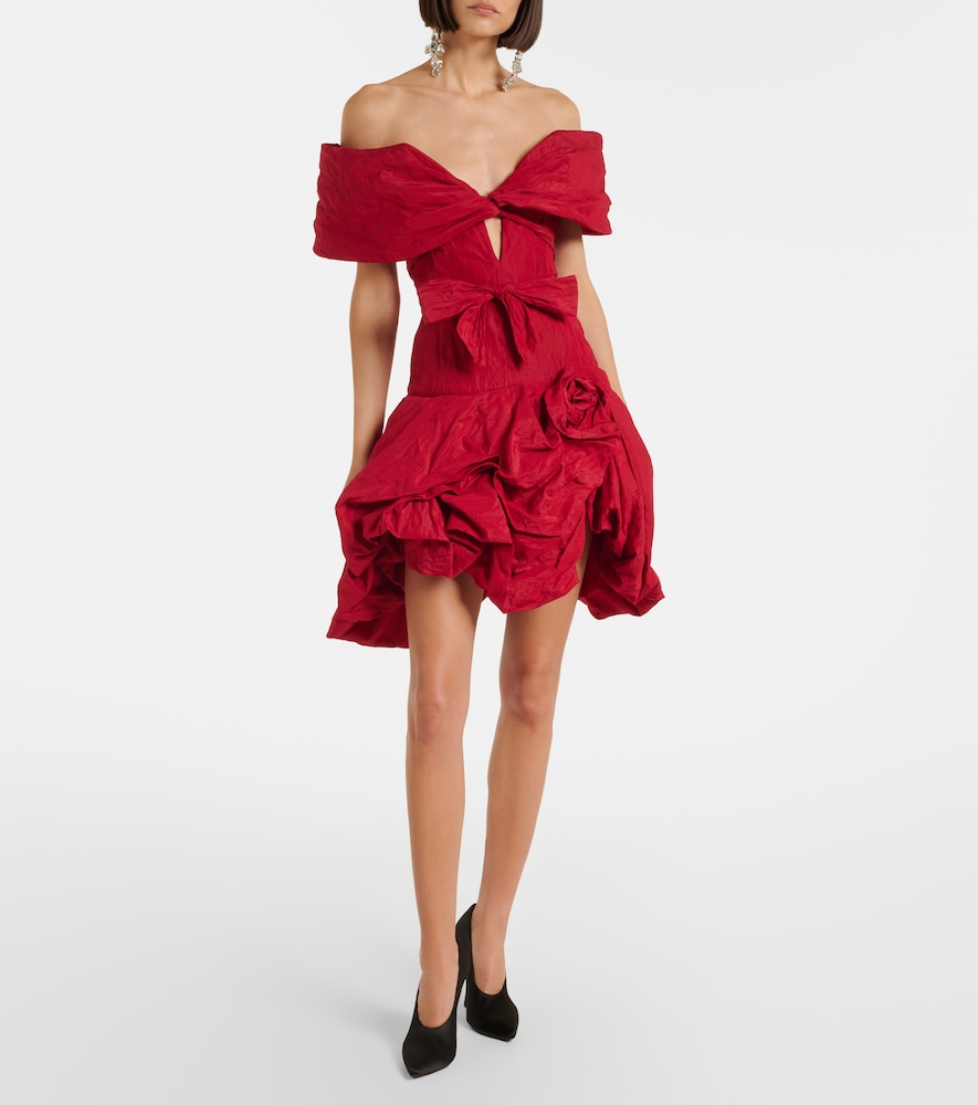 Off-shoulder cotton-blend taffeta minidress