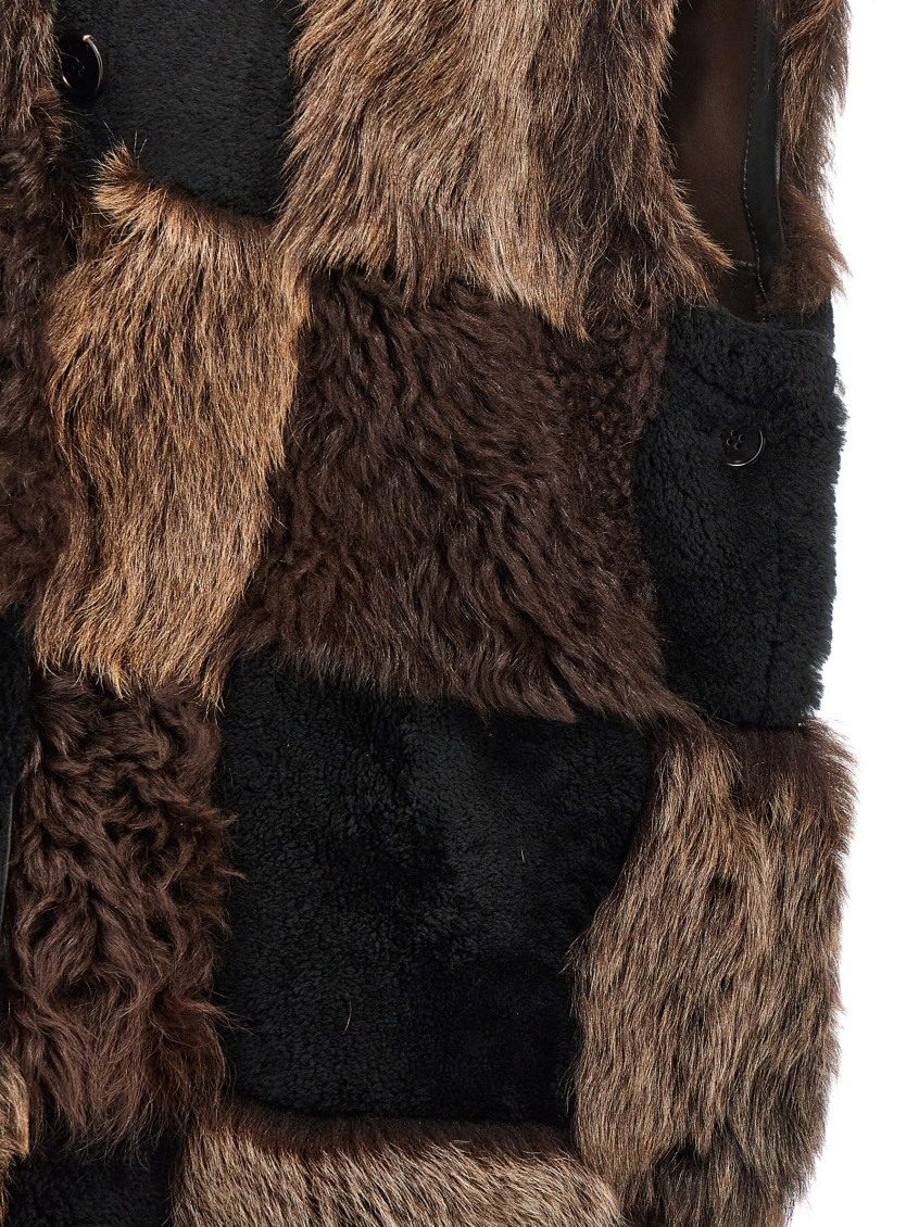 Long Shearling Vest Gilet Brown