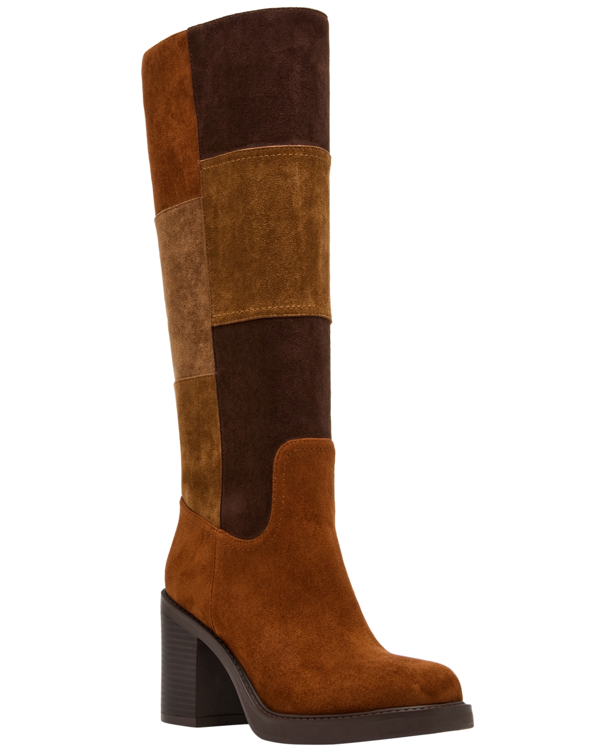 Women's Charity Platform Patch Tall Block Heel Boots - Brown Multi