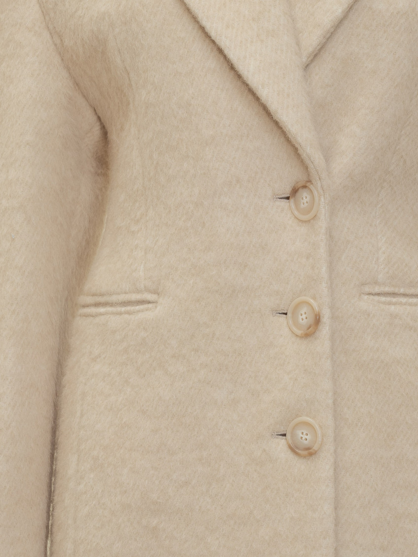 Off White Peaked Lapel Trench Coat