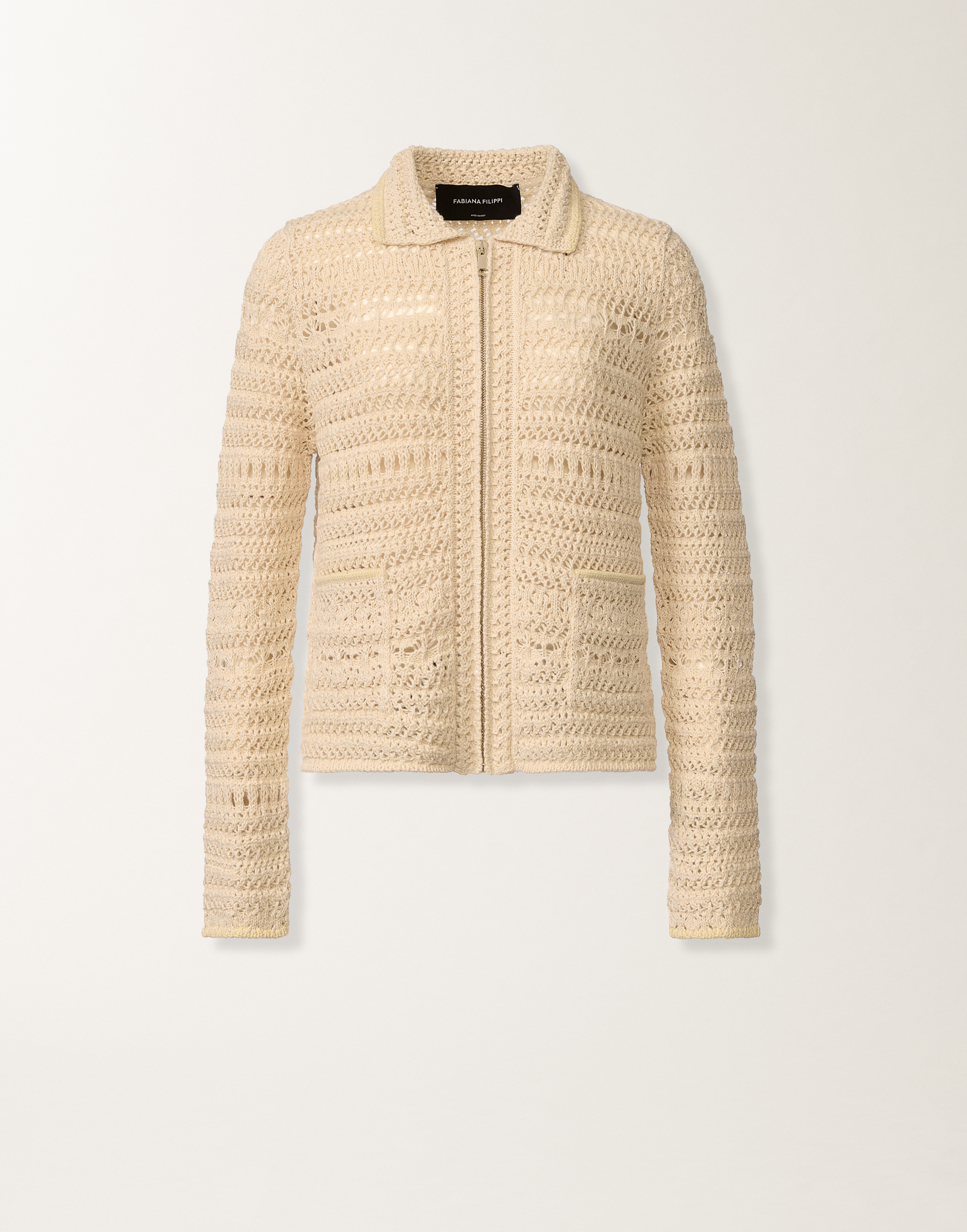 Wool and cotton jacket with sequins, vanilla
