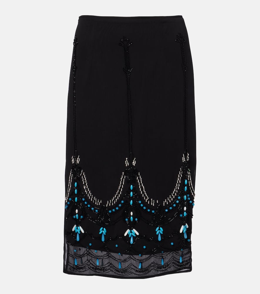 Beaded jersey midi skirt