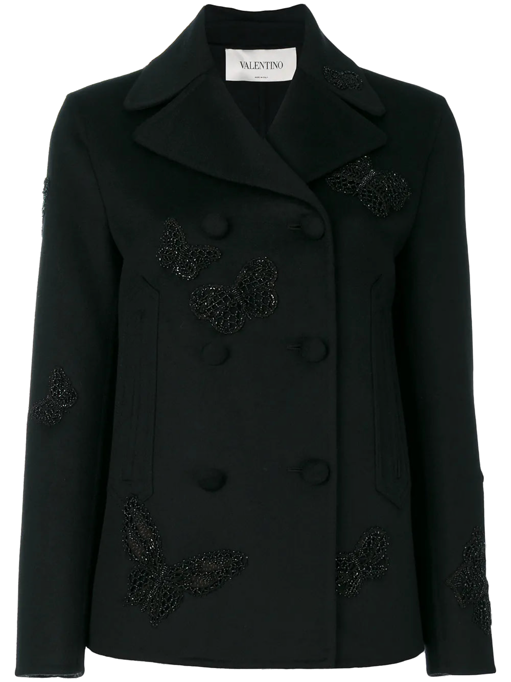 Butterfly-Embroidered Blazer — Black