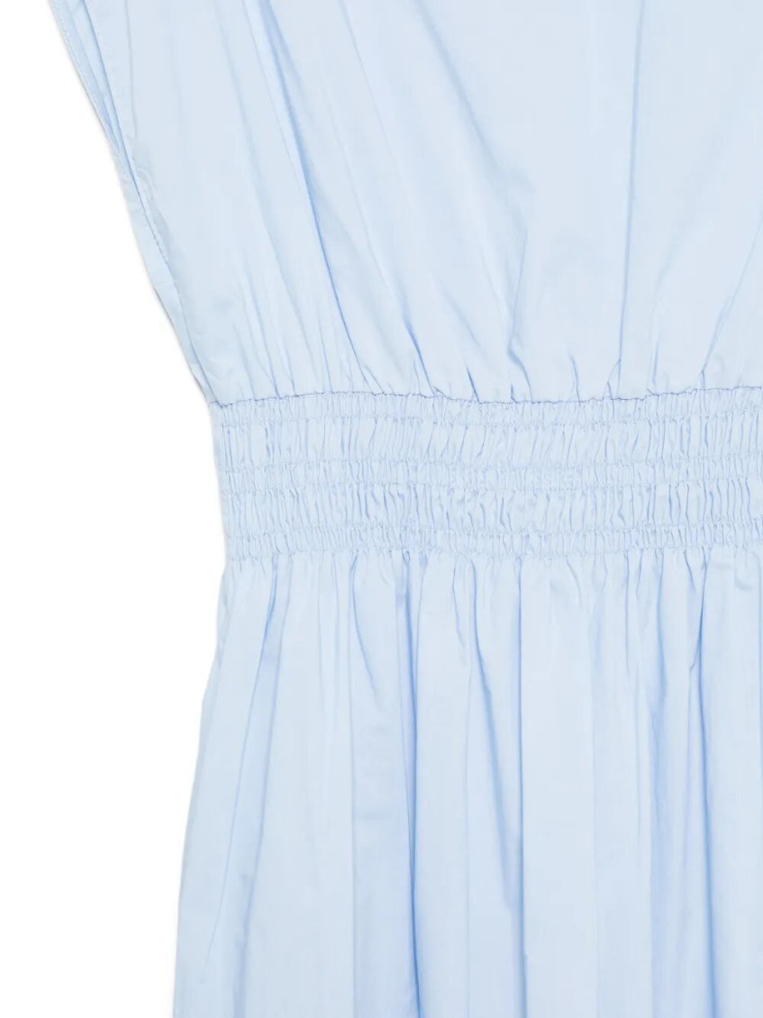 Blue Boat Neck Midi Dress