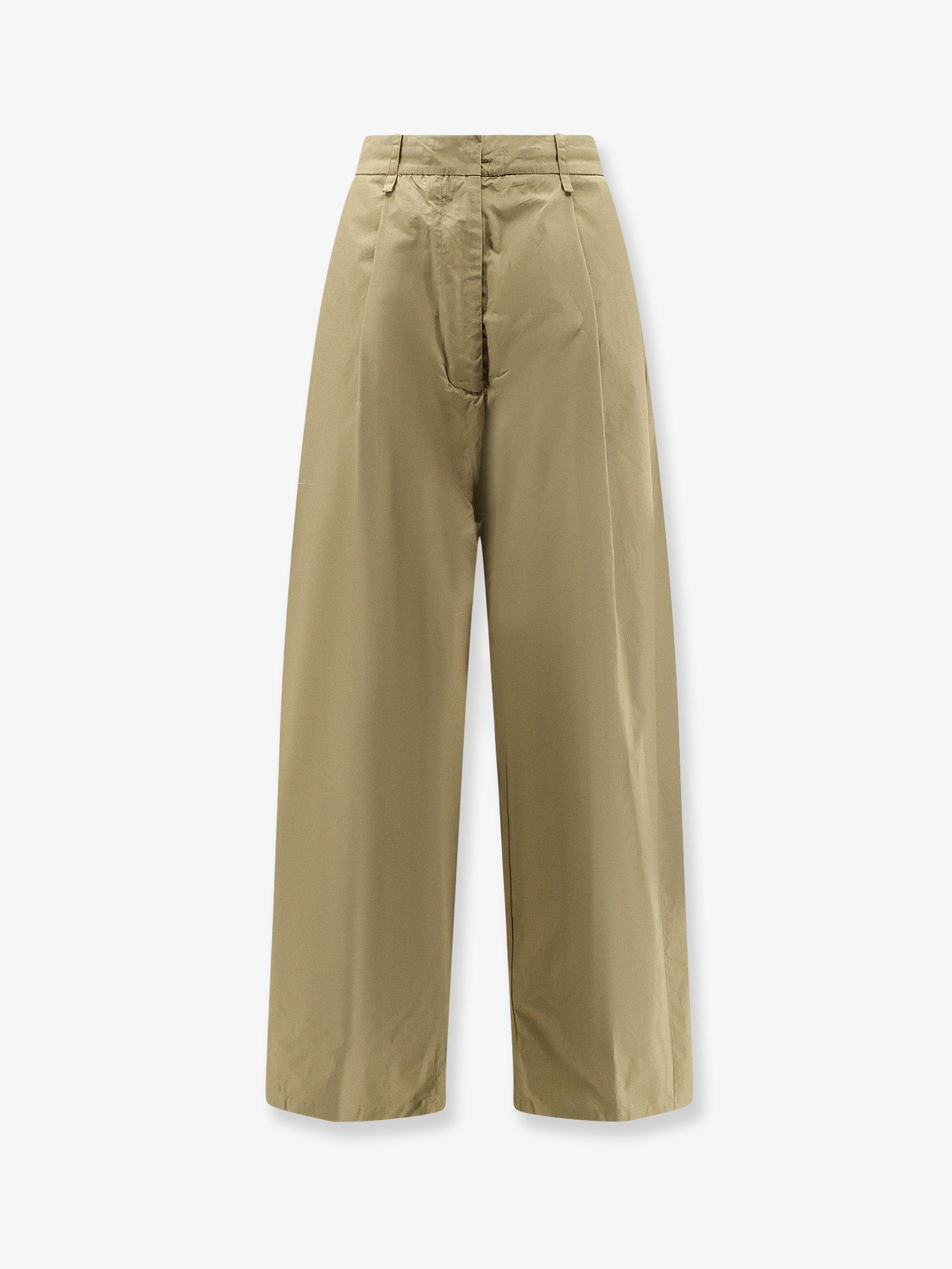 Wide-Leg Cotton Trousers — Green