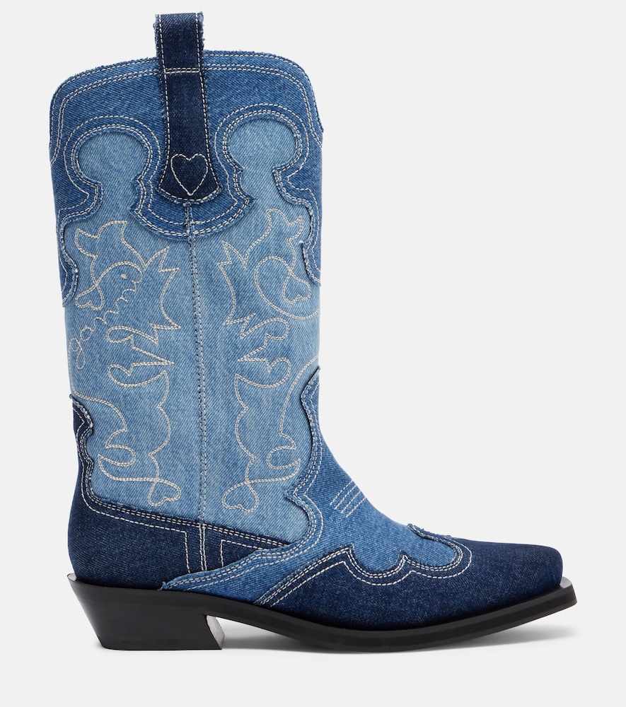 Denim cowboy boots