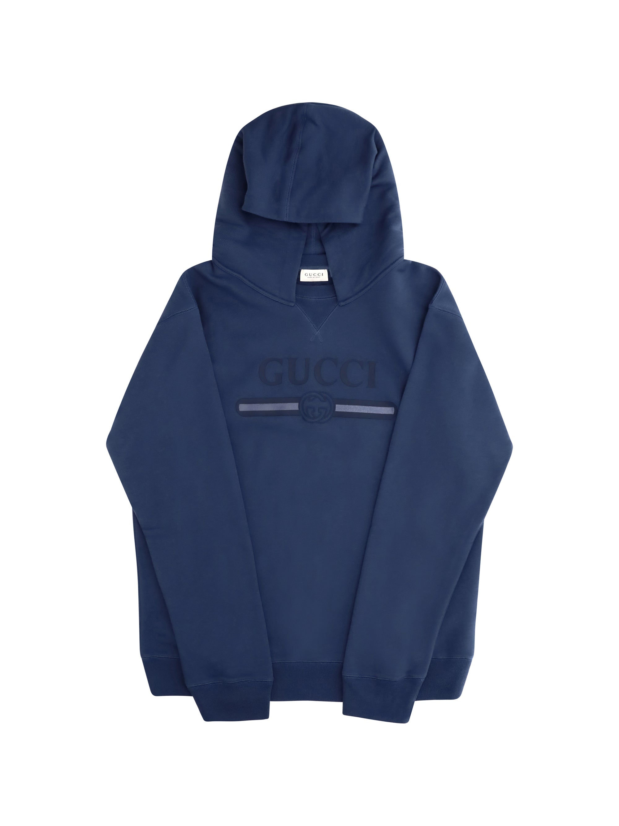 Logo-Embroidered Cotton Hoodie — Navy