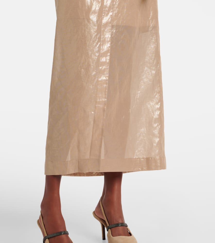 Coated cotton wrap skirt