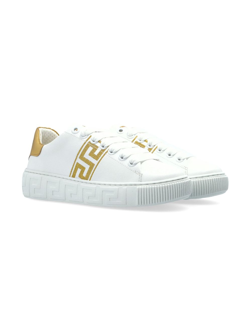 Embroidered Greca sneakes - White