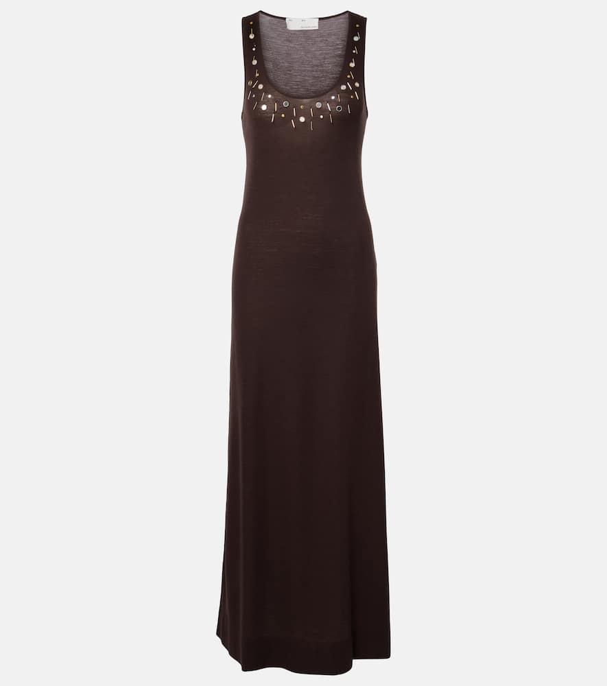 Embellished wool-blend maxi dress