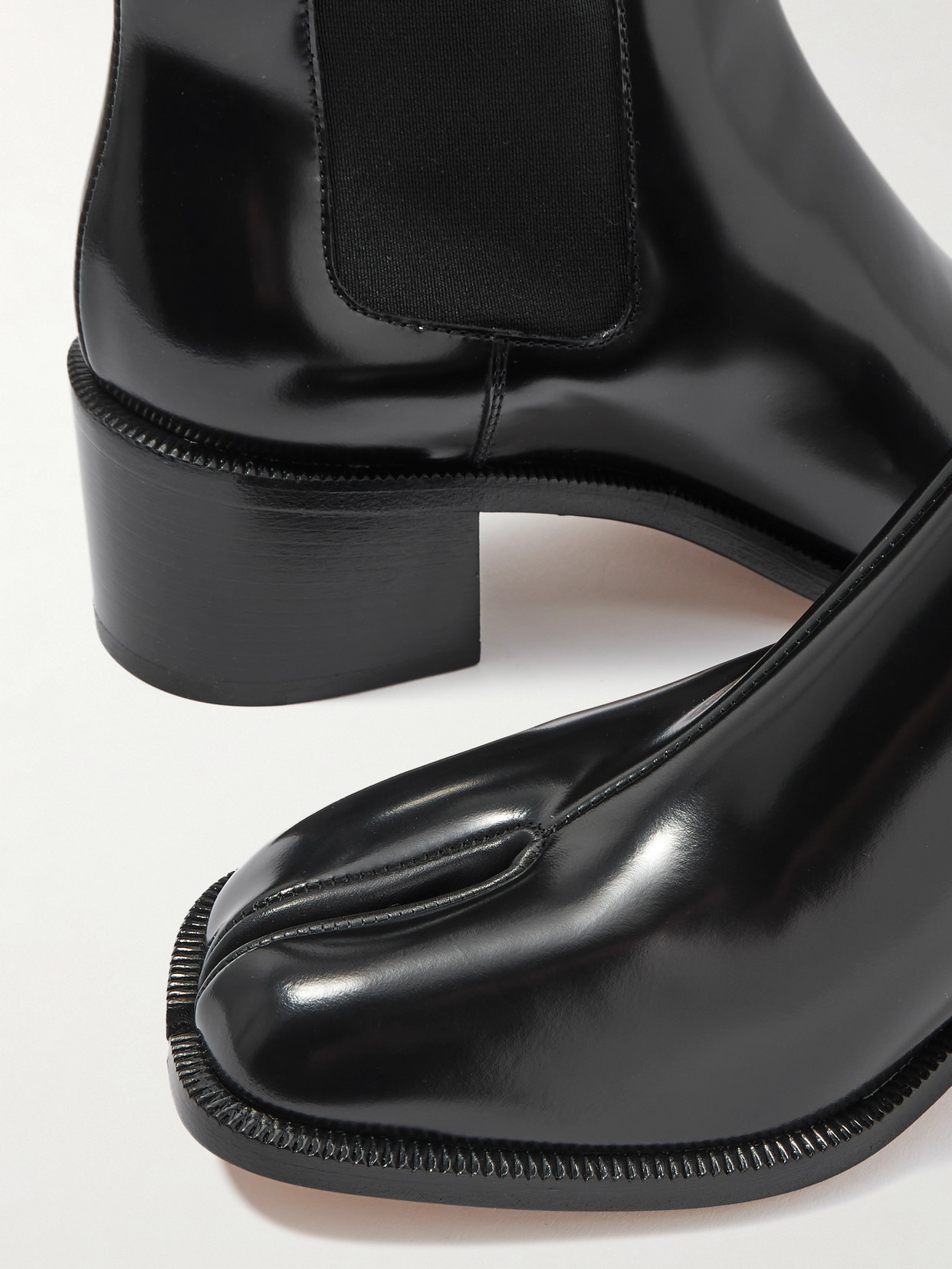 Tabi City Split-toe Glossed-leather Chelsea Boots - Black