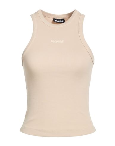 Woman Tank top Beige Size L Cotton, Elastane