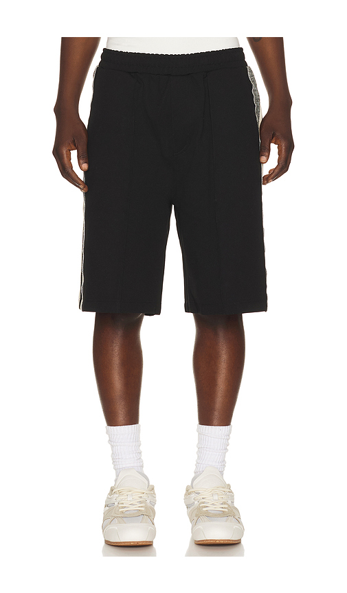 Jungles Knit Panel Shorts in Black. L. Also in M, S, XL/1X