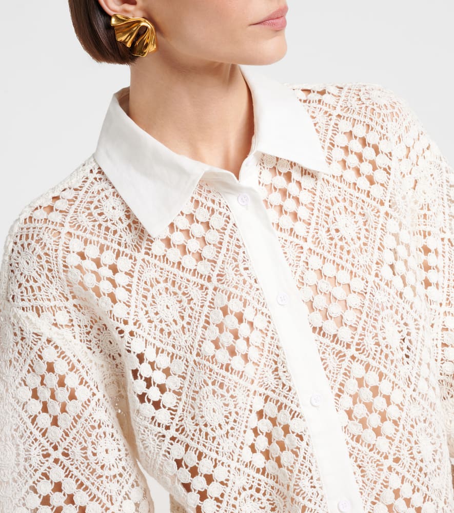Crochet cotton-blend shirt