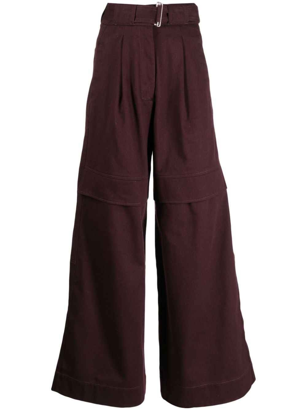 Layered-effect wide-leg trousers