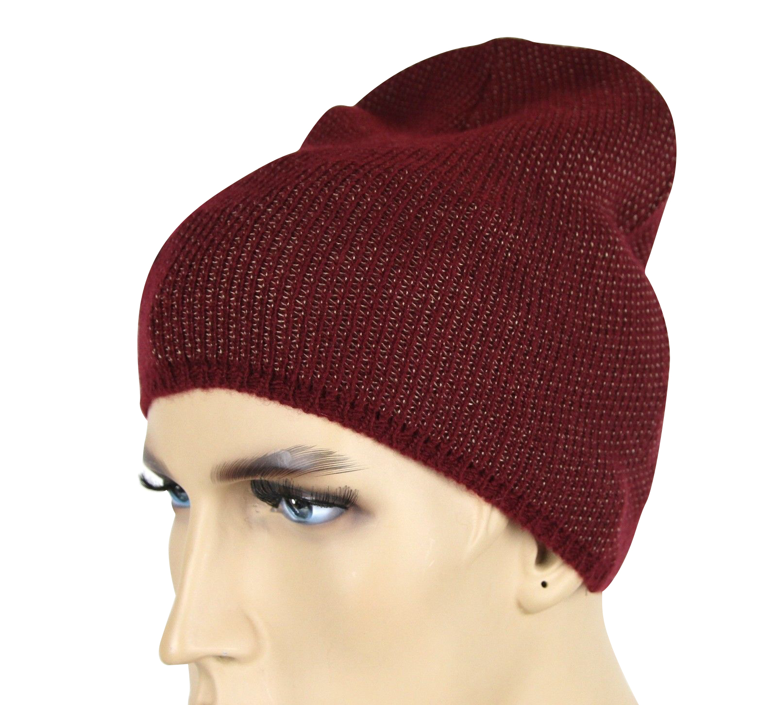 Gucci Unisex Burgundy Wool Cashmere Cotton Medium Knit Beanie Hat With Logo