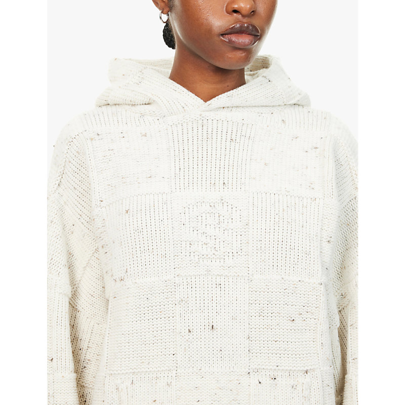 Womens Neutral Marl Communion Relaxed-fit Knitted Hoody 