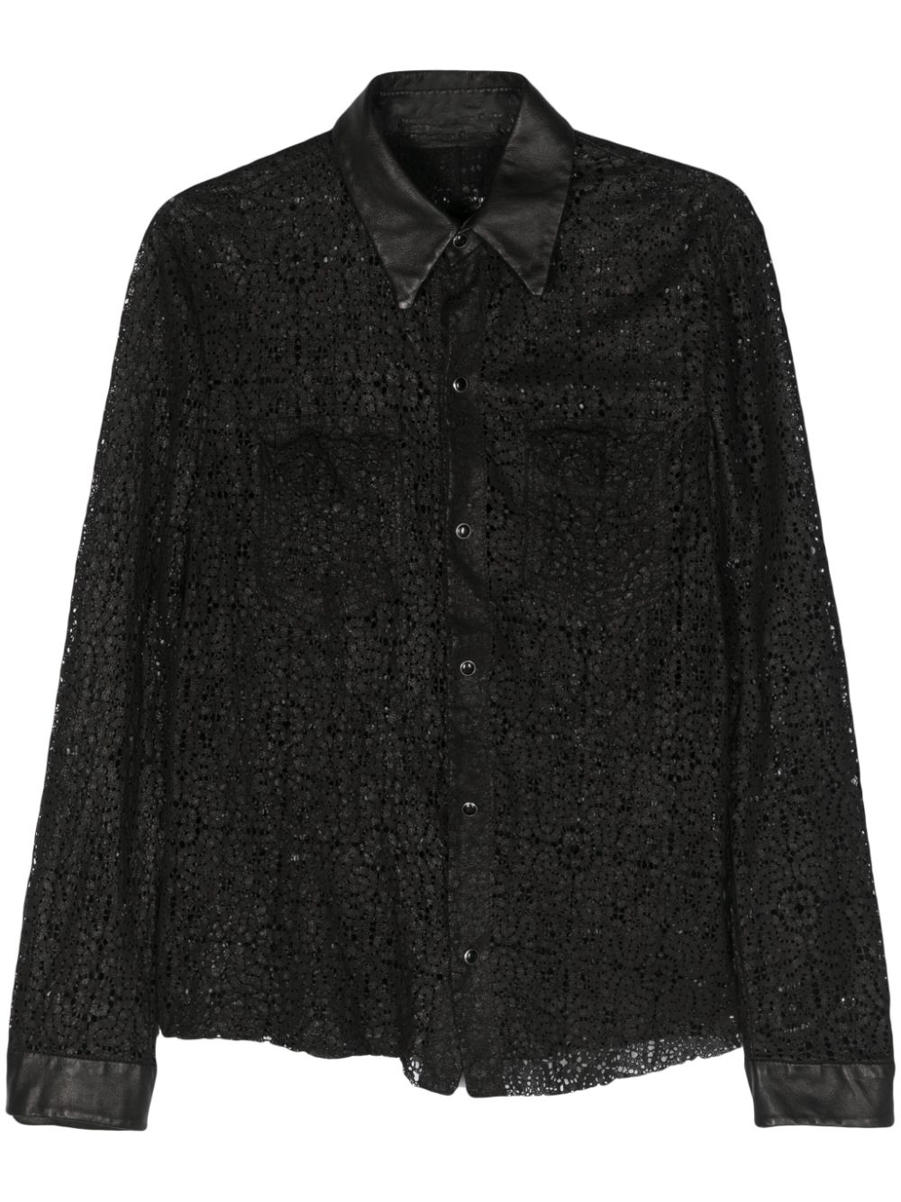 Perforated leather shirt - Black