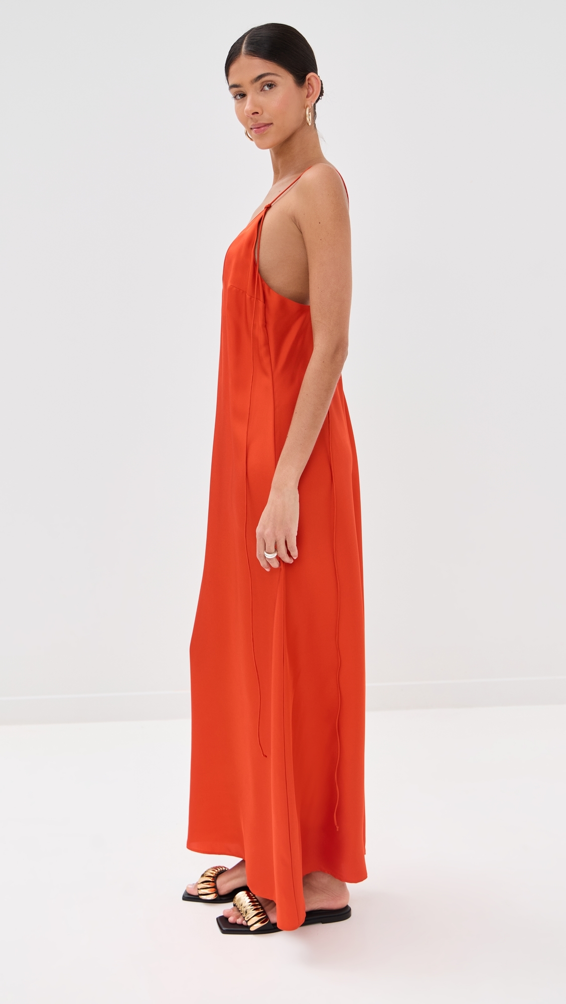 Róhe Silk Slip Dress Burnt Orange