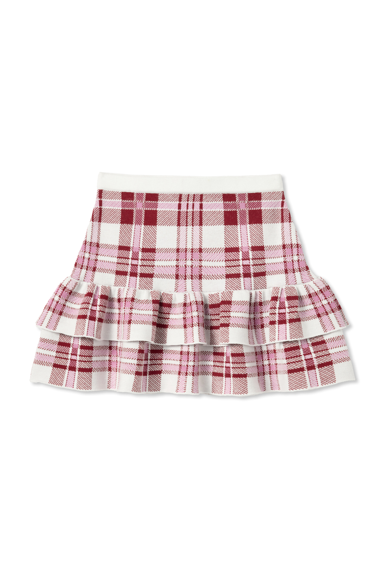 Skirt With Check Pattern, Unisex, Burgundy