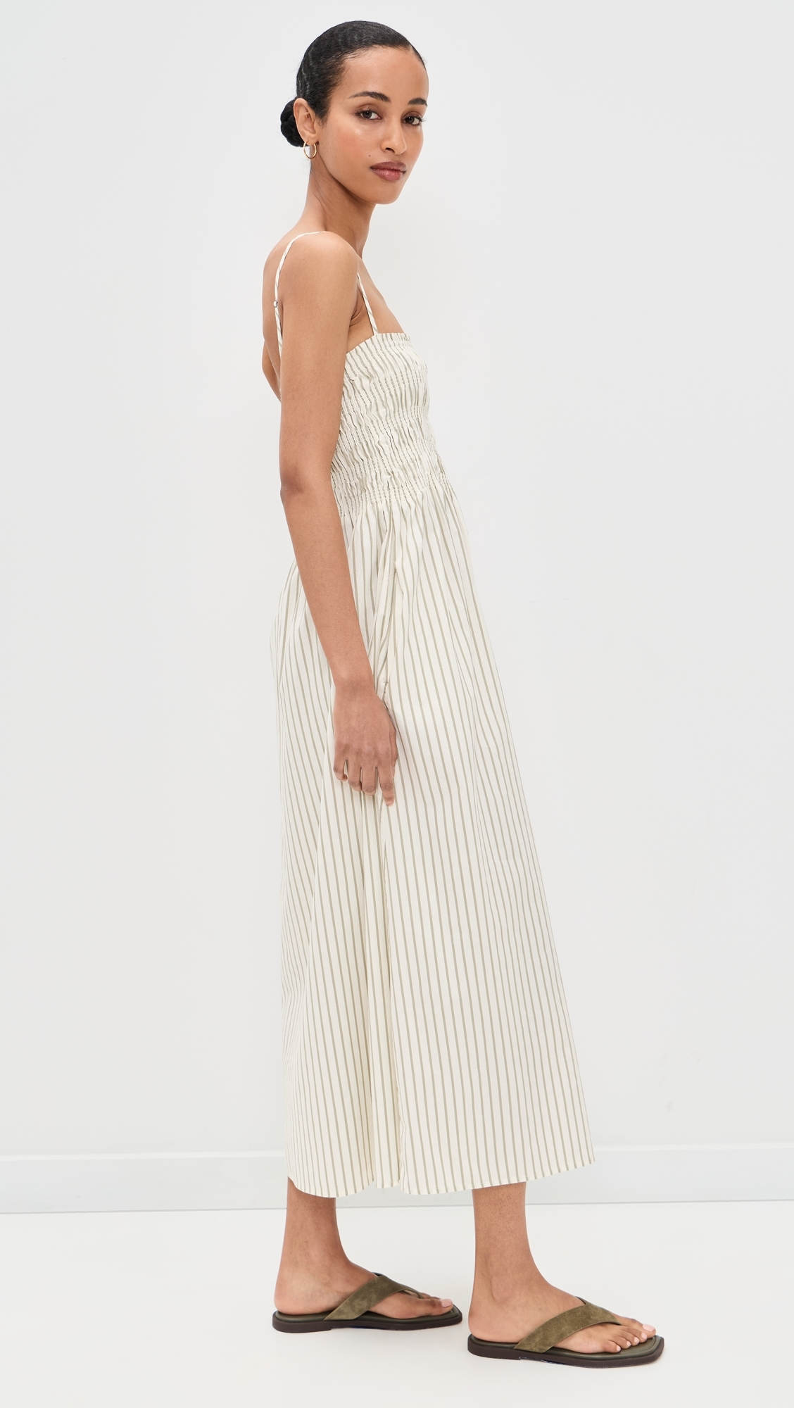 Bianca Dress Sage Egret Stripe