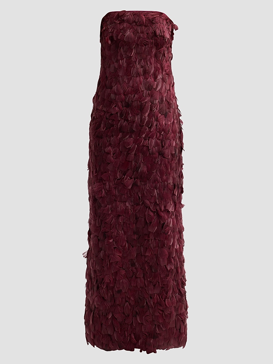 Women's Malvina Feather Strapless Gown - Fig