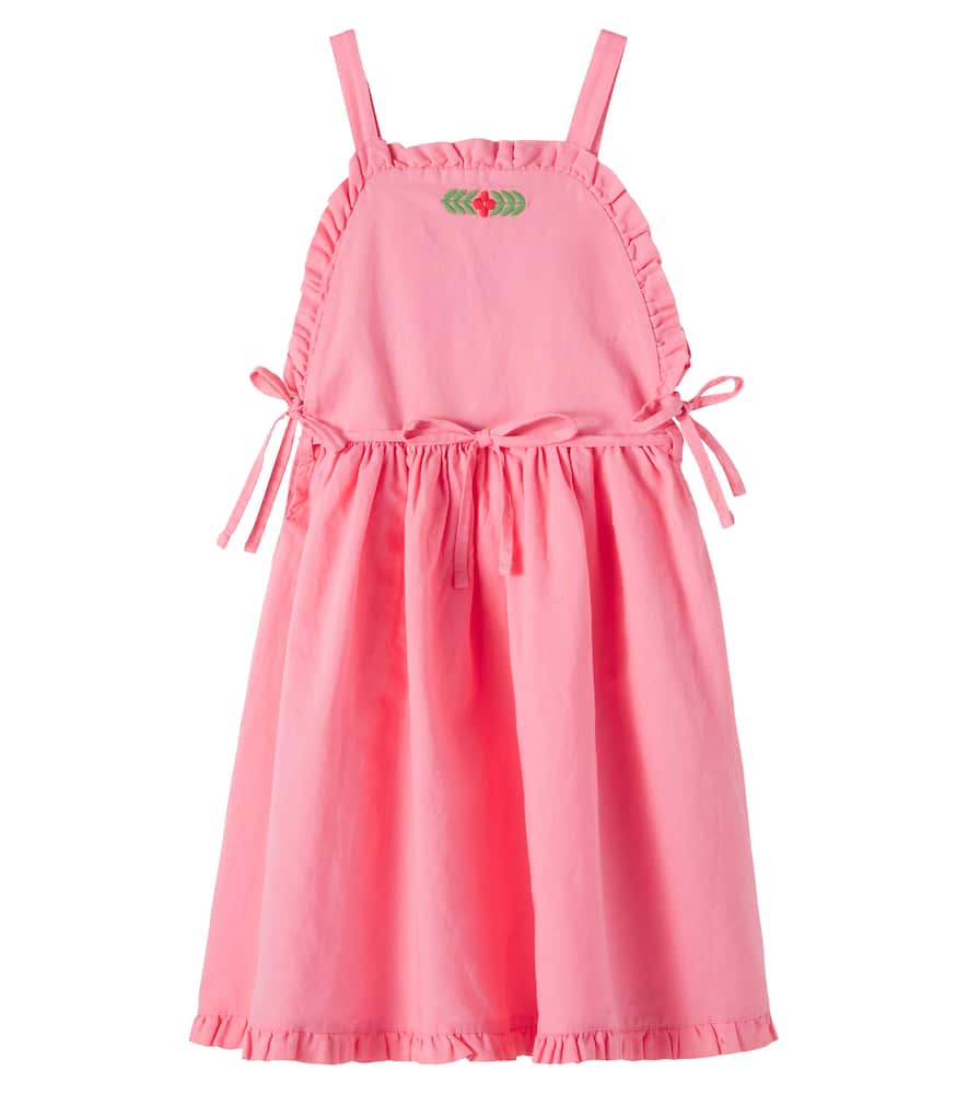 Dalina embroidered ruffled linen and cotton dress